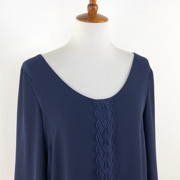 ASTR Navy Blue Lace Detail Flowy Dress - Picture 2 of 8